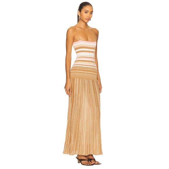 FAITHFULL THE BRAND Esenia Knit Dress in Puce Sepia Stripe Small New Womens Maxi - Picture 4 of 16